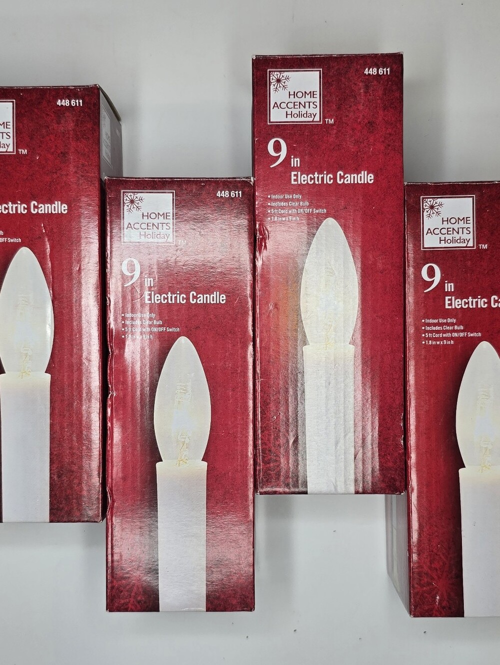 4 Home Accents Holiday 9" Electric Window Candles White Corded Christmas Decor